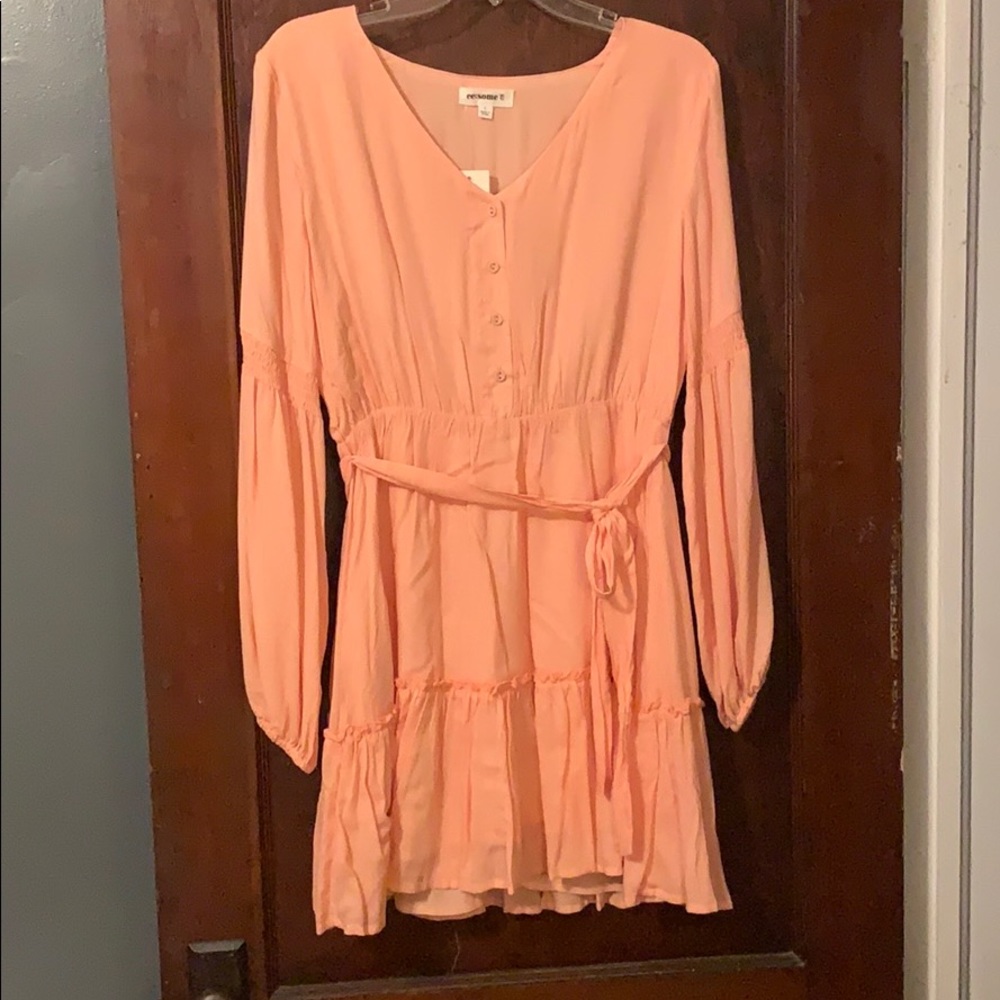NWT ee:some peach long sleeve dress